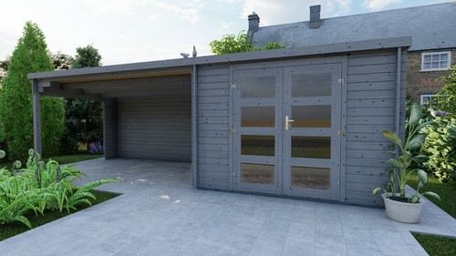 Log cabin with porch - cabin,